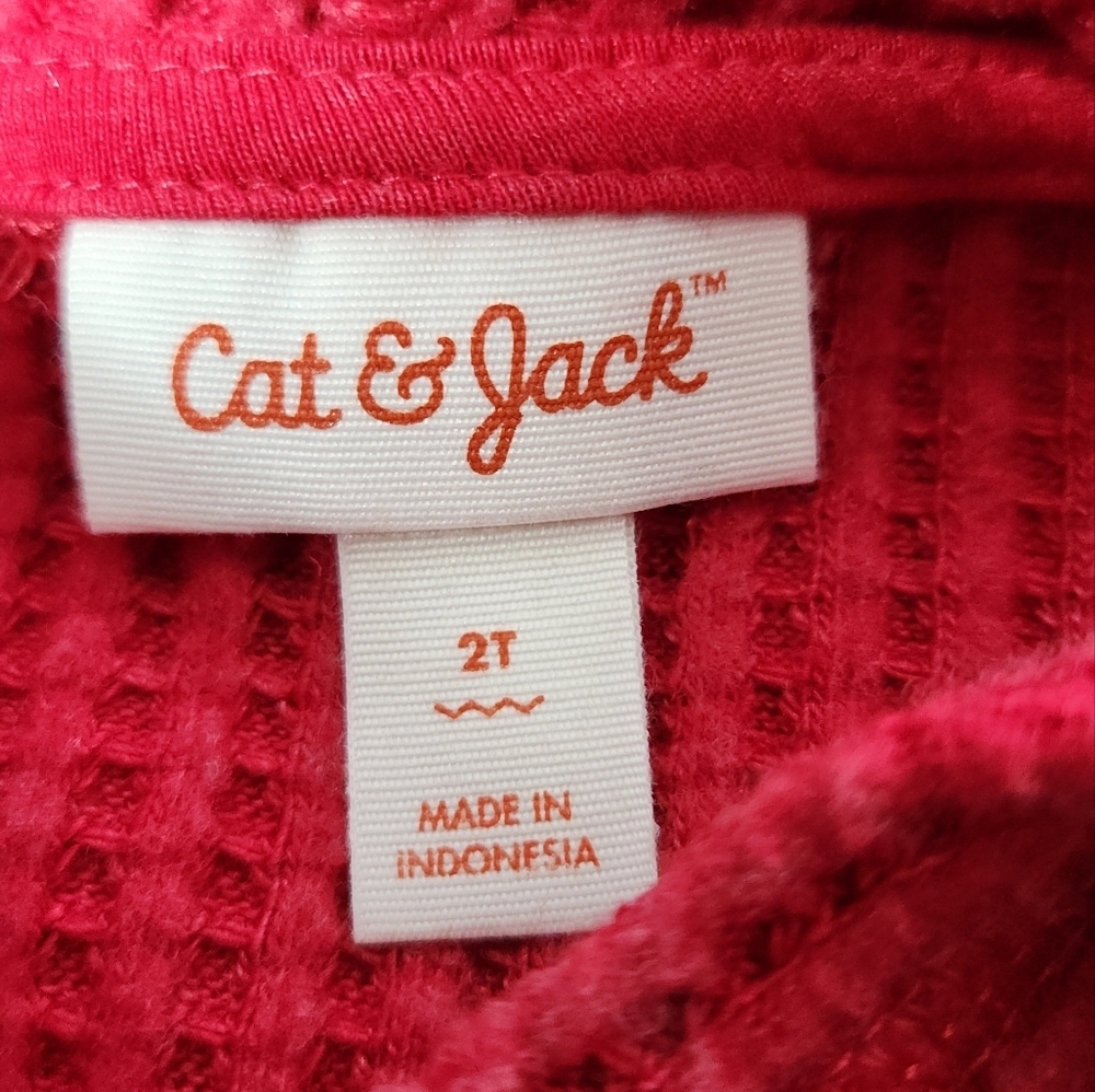 Toddler Boys' Thermal Hooded Pullover Sweatshirt - Cat & Jack Red 2T - Picture 12 of 13